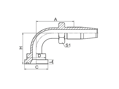 87698D 90° SAE ФЛАНЕЦ 6000 PSI