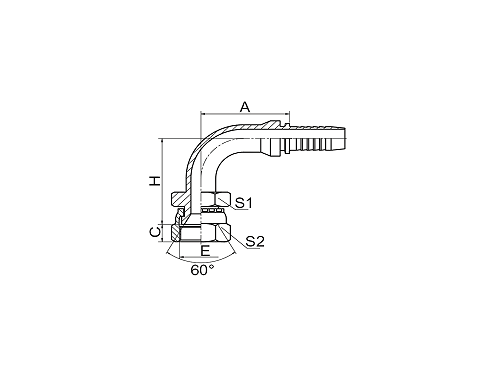 28691 90° JIS МЕТРИЧЕСКАЯ ВНУТРЕННЯЯ РЕЗЬБА 60° КОНУСНОЕ УПЛОТНЕНИЕ