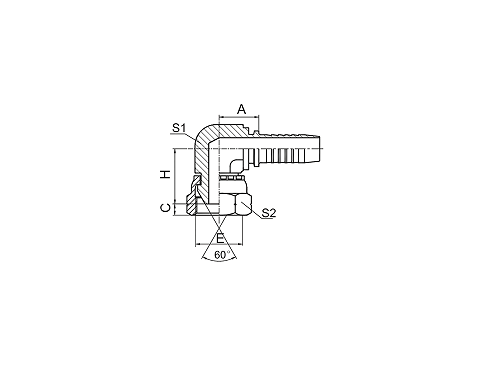 22691K 90° BSP КОМПАКТНАЯ ВНУТРЕННЯЯ РЕЗЬБА 60° КОНУС