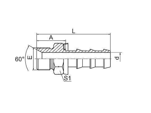 12610A BSP НАРУЖНАЯ КОНУСНАЯ УПЛОТНИТЕЛЬНАЯ РЕЗЬБА 60°