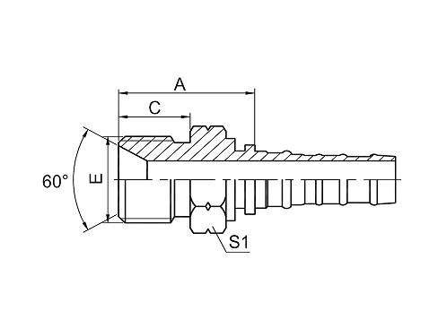 12613 BSP НАРУЖНАЯ КОНУСНАЯ УПЛОТНИТЕЛЬНАЯ РЕЗЬБА 60° 12613 BSP НАРУЖНАЯ КОНУСНАЯ УПЛОТНИТЕЛЬНАЯ РЕЗЬБА 60°