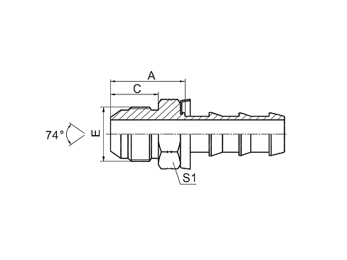 16710 JIC НАРУЖНЫЙ КОНУС 74° 16710 JIC НАРУЖНЫЙ КОНУС 74°