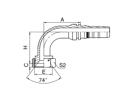 26793-W 90° JIC ВНУТРЕННЕЕ УПЛОТНЕНИЕ КОНУСА 74°