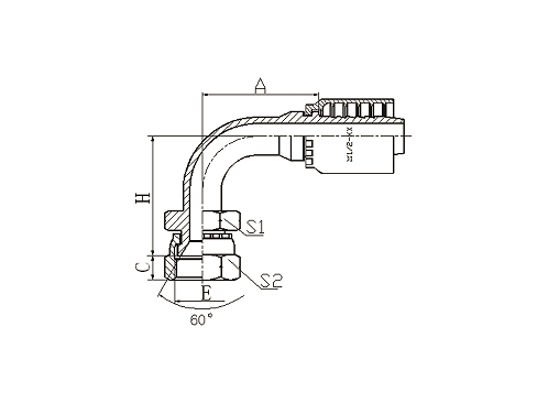 29691Y 90° JIS GAS ВНУТРЕННЯЯ РЕЗЬБА 60° КОНУСНОЕ УПЛОТНЕНИЕ