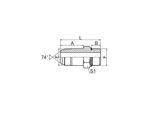 1JG-L ДЛИННЫЙ JIC НАРУЖНЫЙ КОНУС 74°/ВТУЛКА С УПЛОТНИТЕЛЬНЫМ КОЛЬЦОМ BSPP