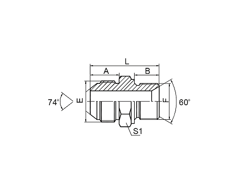 1JM JIC НАРУЖНАЯ КОНУС 74° / МЕТРИЧЕСКАЯ НАРУЖНАЯ СЕДЛО 60° 1JM JIC НАРУЖНАЯ КОНУС 74° / МЕТРИЧЕСКАЯ НАРУЖНАЯ СЕДЛО 60°