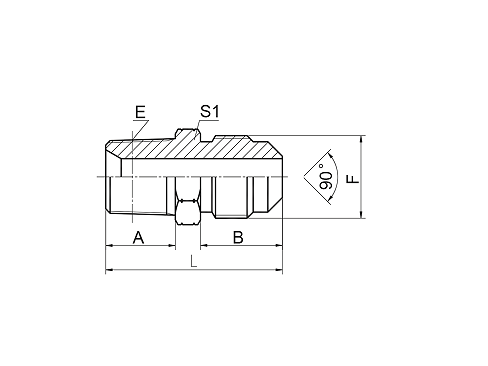 1NP NPT НАРУЖНАЯ РЕЗЬБА / SAE НАРУЖНАЯ РЕЗЬБА 90° КОНУС 1NP NPT НАРУЖНАЯ РЕЗЬБА / SAE НАРУЖНАЯ РЕЗЬБА 90° КОНУС