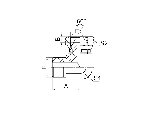 2FU9 90° ORFS НАРУЖНЫЙ / NPSM ВНУТРЕННИЙ КОНУС 60° 2FU9 90° ORFS НАРУЖНЫЙ / NPSM ВНУТРЕННИЙ КОНУС 60°