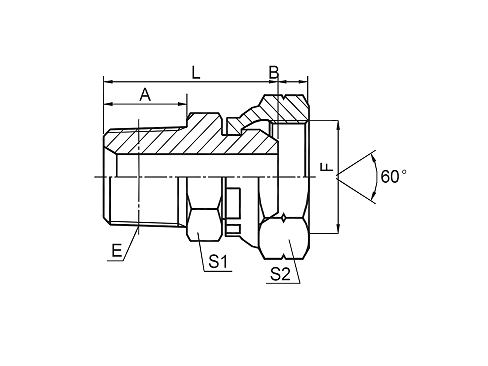 2NB NPT НАРУЖНАЯ / BSP ВНУТРЕННЯЯ КОНУС 60° 2NB NPT НАРУЖНАЯ / BSP ВНУТРЕННЯЯ КОНУС 60°