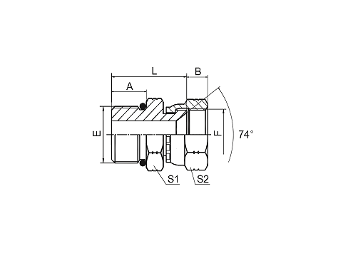 2OJ SAE O-RING BOSS/JIC FEMALE 74° SEAT 2OJ SAE O-RING BOSS/JIC FEMALE 74° SEAT