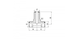 AF6FF ORFS наружная резьба с уплотнительным кольцом переборочный тройник AF6FF ORFS наружная резьба с уплотнительным кольцом переборочный тройник