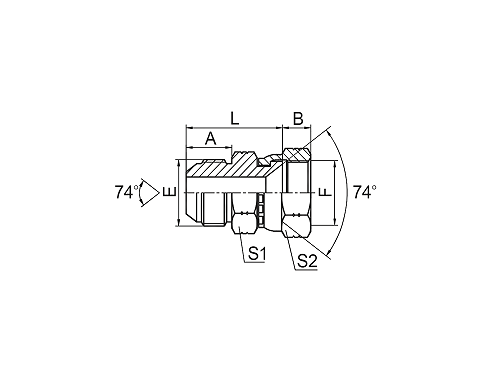 2J JIC НАРУЖНЫЙ КОНУС 74° / JIC ВНУТРЕННЕЕ СЕДЛО 74° 2J JIC НАРУЖНЫЙ КОНУС 74° / JIC ВНУТРЕННЕЕ СЕДЛО 74°