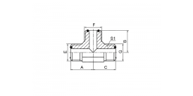 Тройник AF ORFS с наружной резьбой и уплотнительным кольцом Тройник AF ORFS с наружной резьбой и уплотнительным кольцом