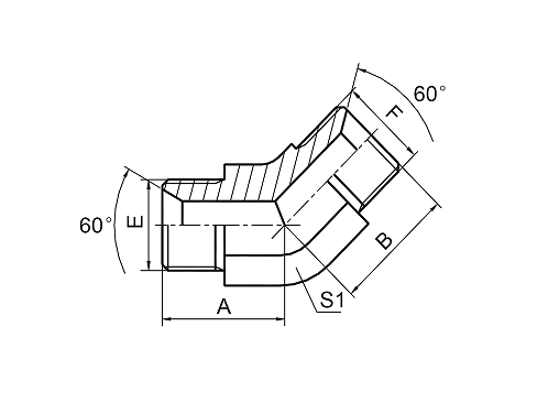 1B4 45° BSP НАРУЖНАЯ РЕЗЬБА 60° СЕДЛО