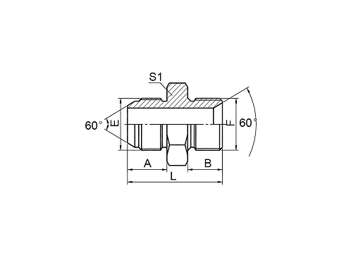 1SB JIS GAS MALE 60° КОНУС/BSP MALE 60° СЕДЛО 1SB JIS GAS MALE 60° КОНУС/BSP MALE 60° СЕДЛО
