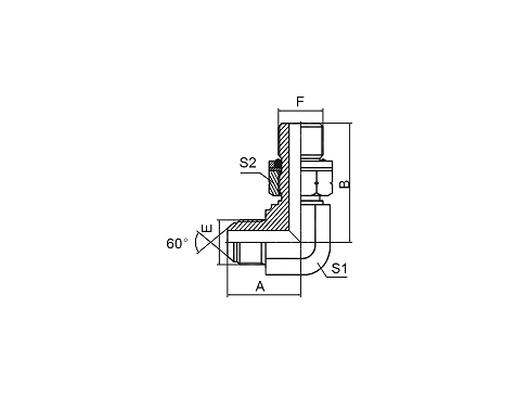 1SG9-OG 90° КОЛЕНО JIS GAS НАРУЖНАЯ КОНУС 60° / УПЛОТНИТЕЛЬНОЕ КОЛЬЦО BSP НАРУЖНАЯ