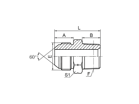 1-й СП JIS GAS НАРУЖНАЯ РЕЗЬБА 60° КОНУС / BSPT НАРУЖНАЯ РЕЗЬБА 1-й СП JIS GAS НАРУЖНАЯ РЕЗЬБА 60° КОНУС / BSPT НАРУЖНАЯ РЕЗЬБА